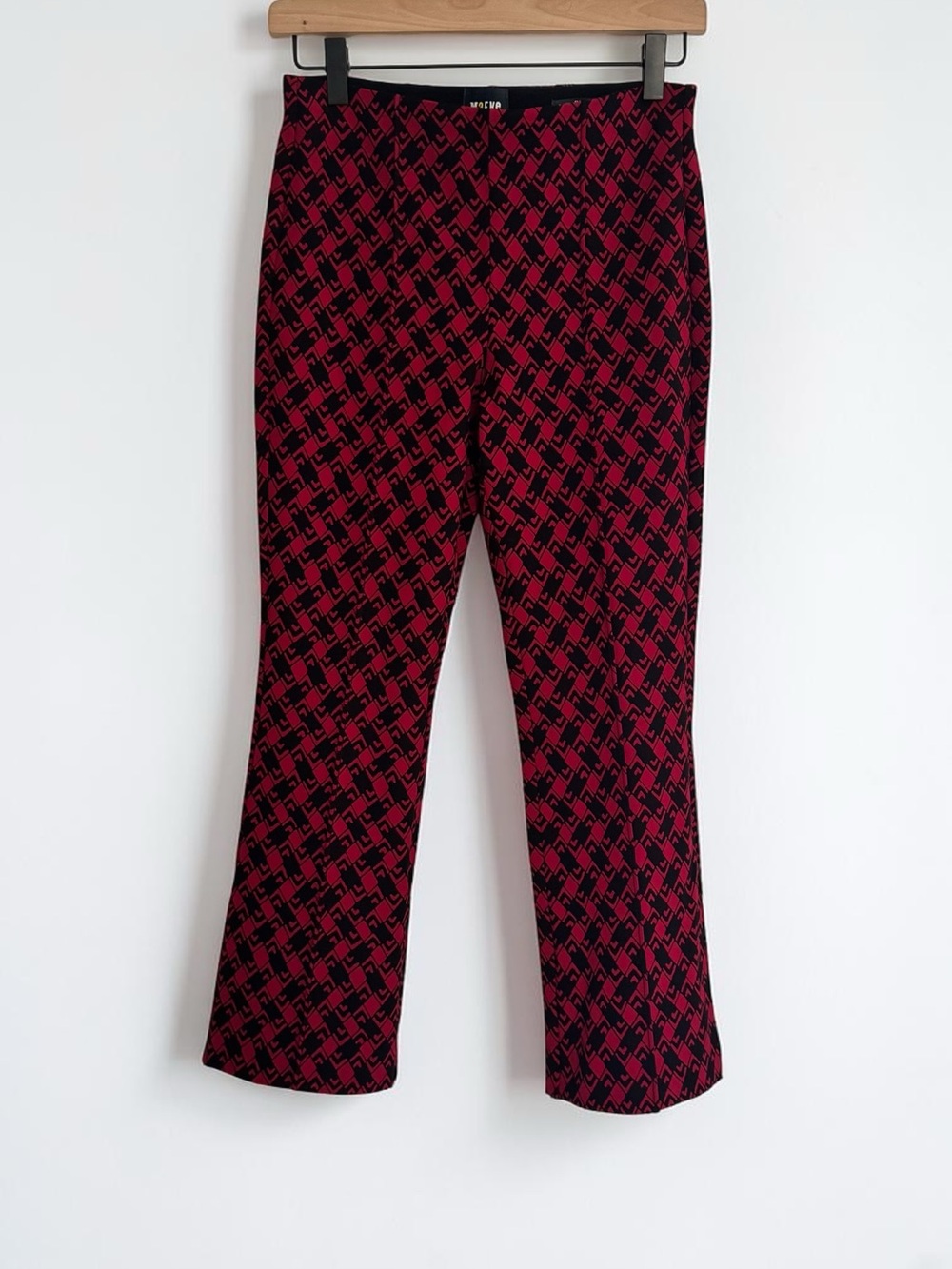 Maeve Anthropologie The Margot Kick Flare Pants XS Red Black Geometric Crop